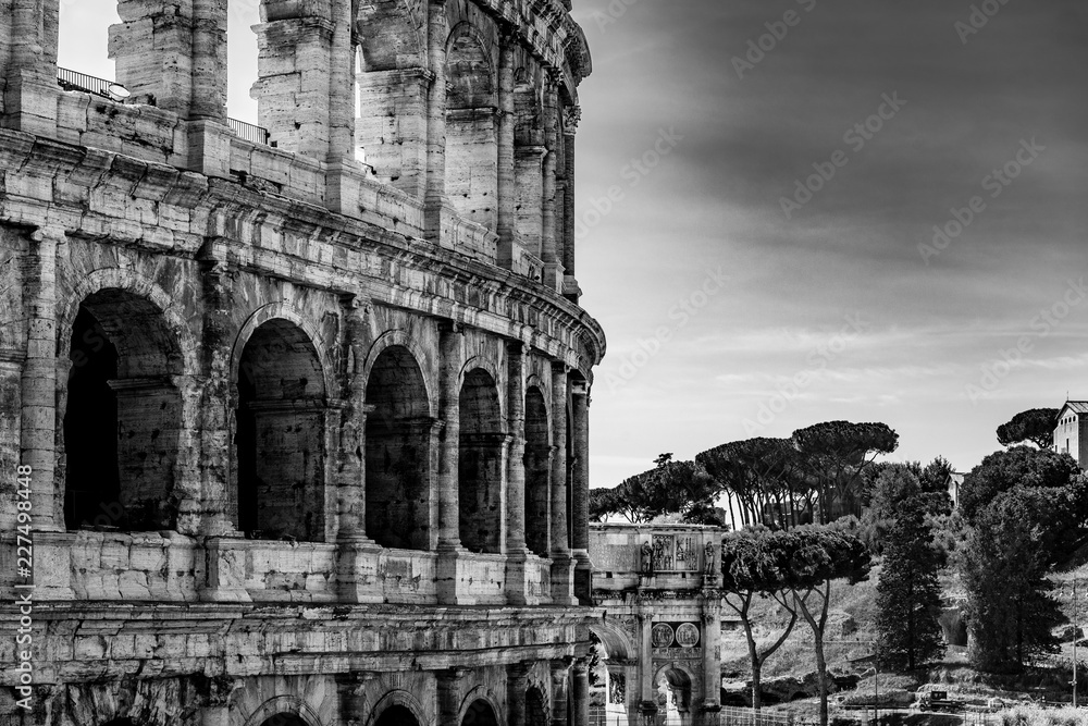 Part of the Colosseum in b&w