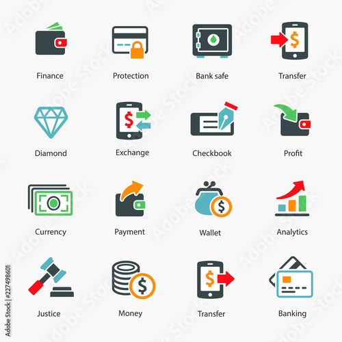 money and finance icon set