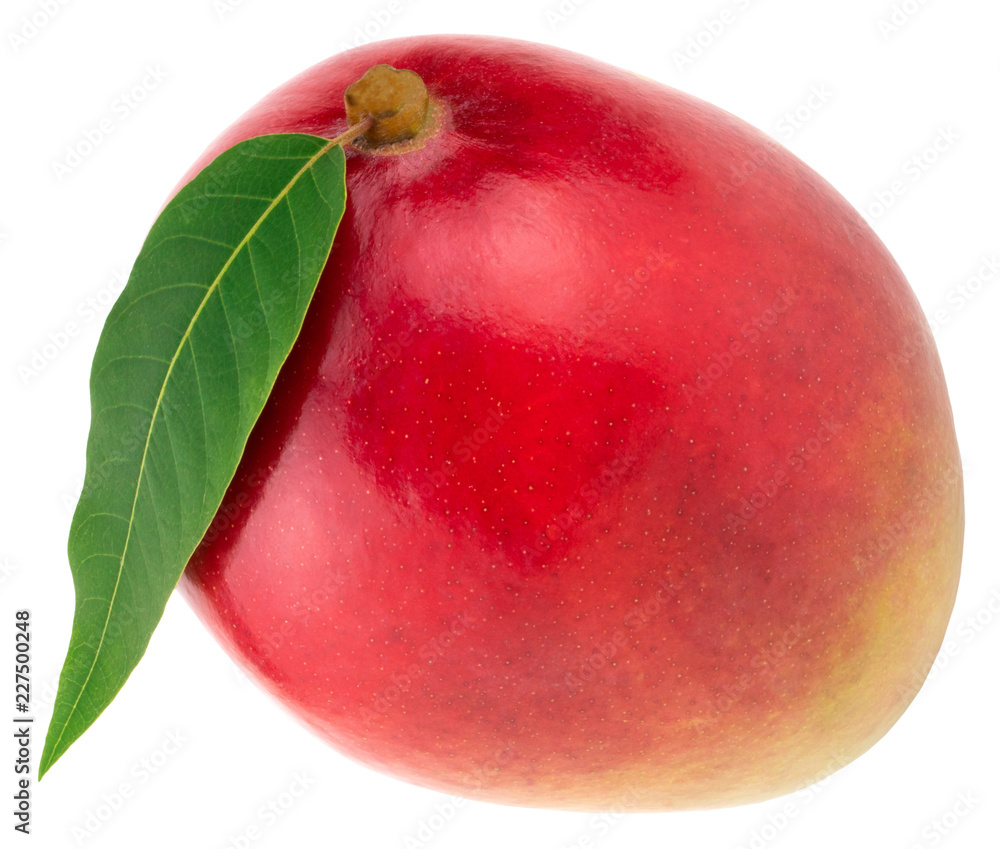 Mango with green leaf isolated on white background Clipping Path Mango with green leaf isolated on white background Clipping Path