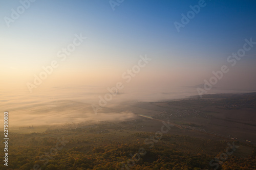 Misty morning in Central Bohemian Uplands, Czech Republic.