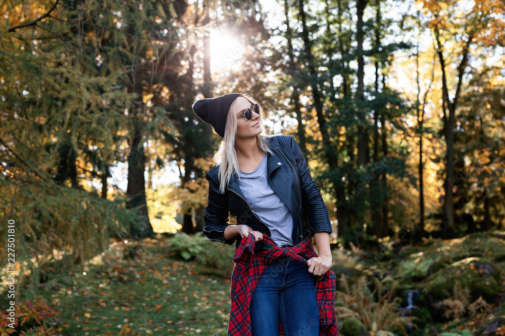 young woman enjoying autumn outdoors young woman enjoying autumn outdoors