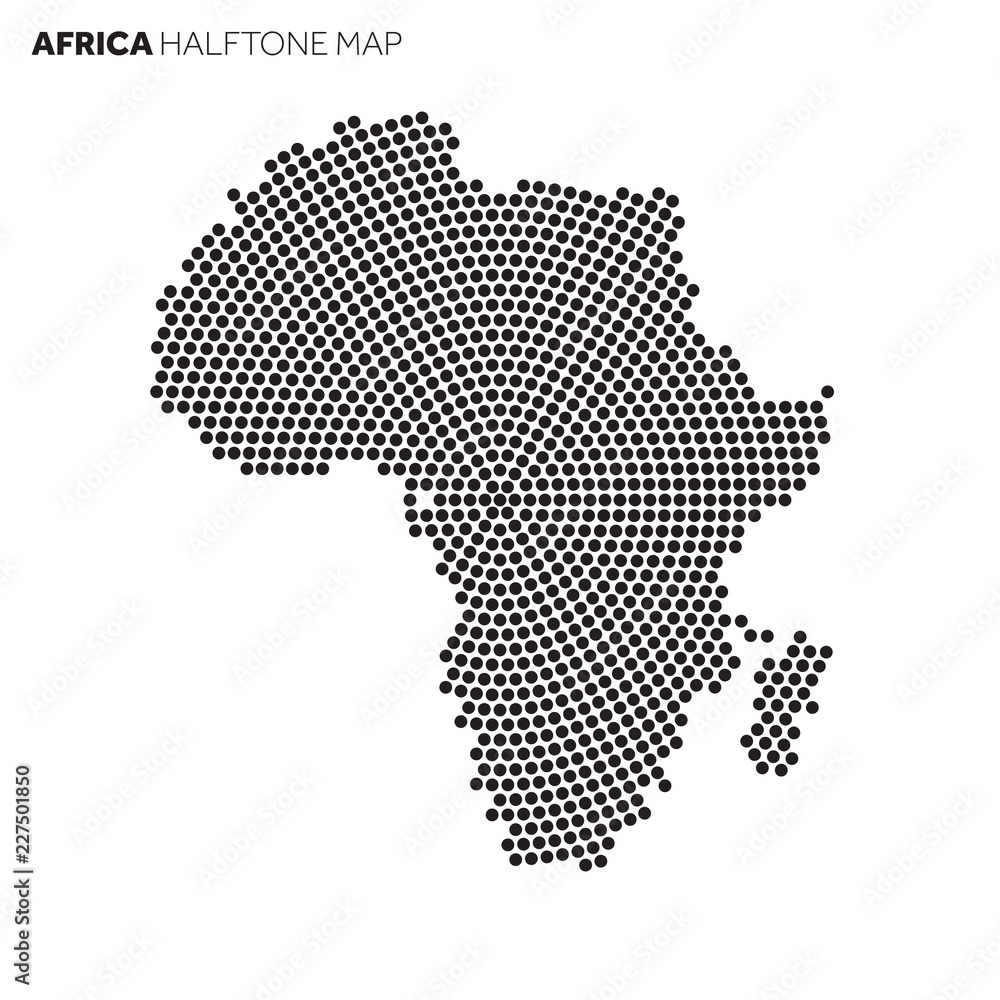 Africa country map made from radial halftone pattern