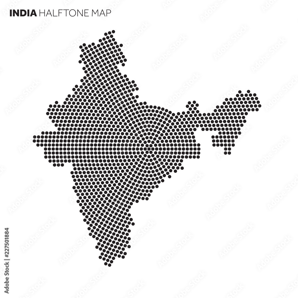India country map made from radial halftone pattern