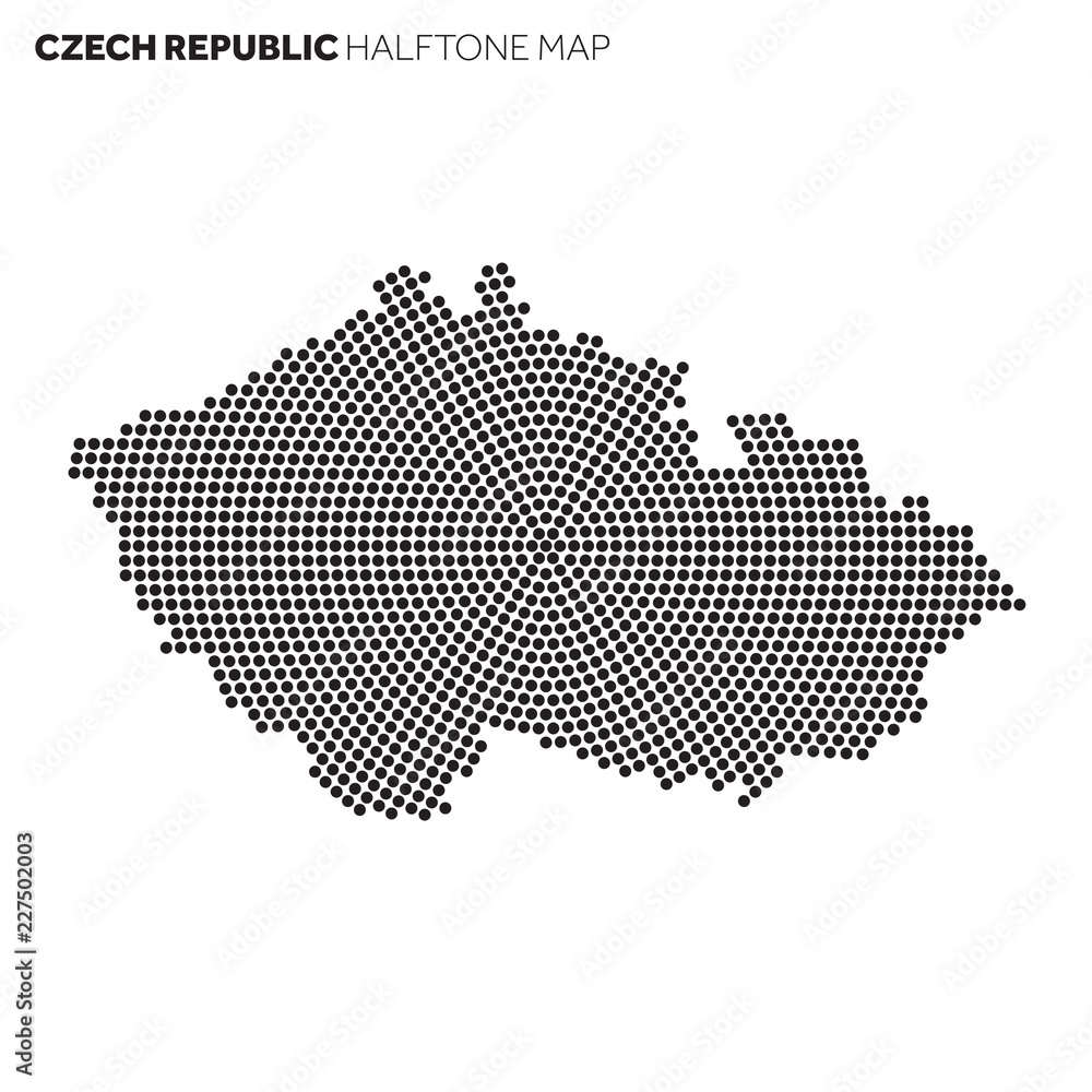 Czech Republic country map made from radial halftone pattern