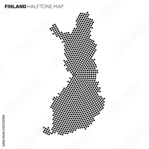 Finland country map made from radial halftone pattern