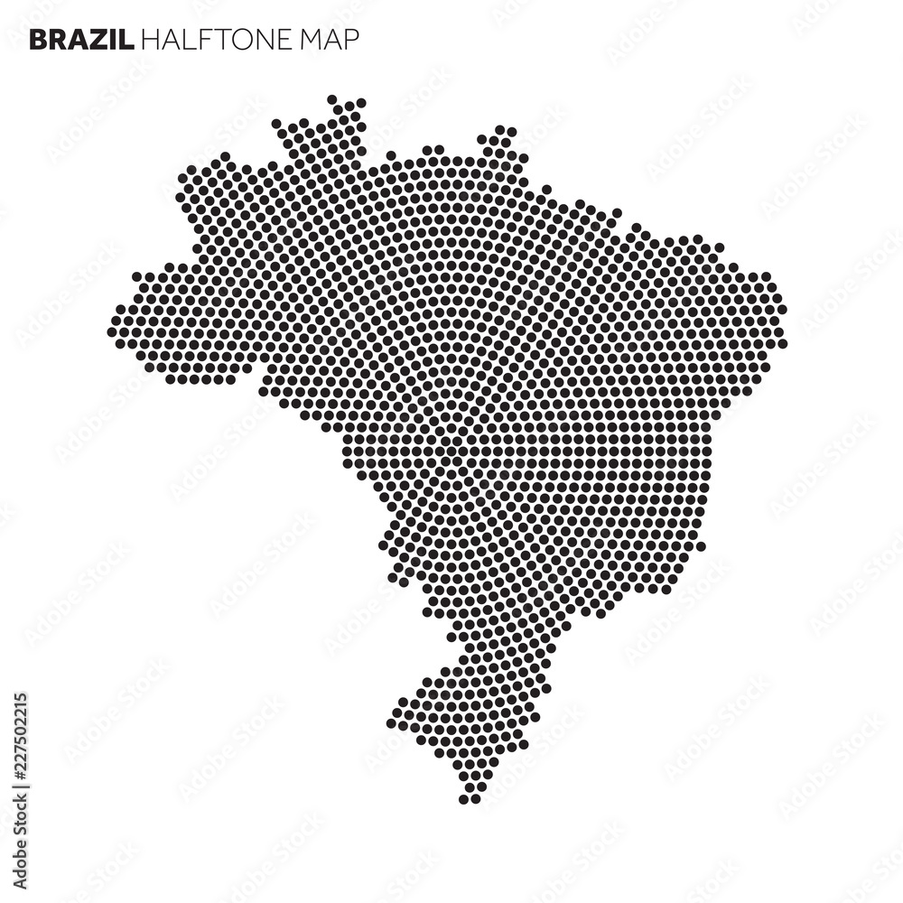 Fototapeta premium Brazil country map made from radial halftone pattern