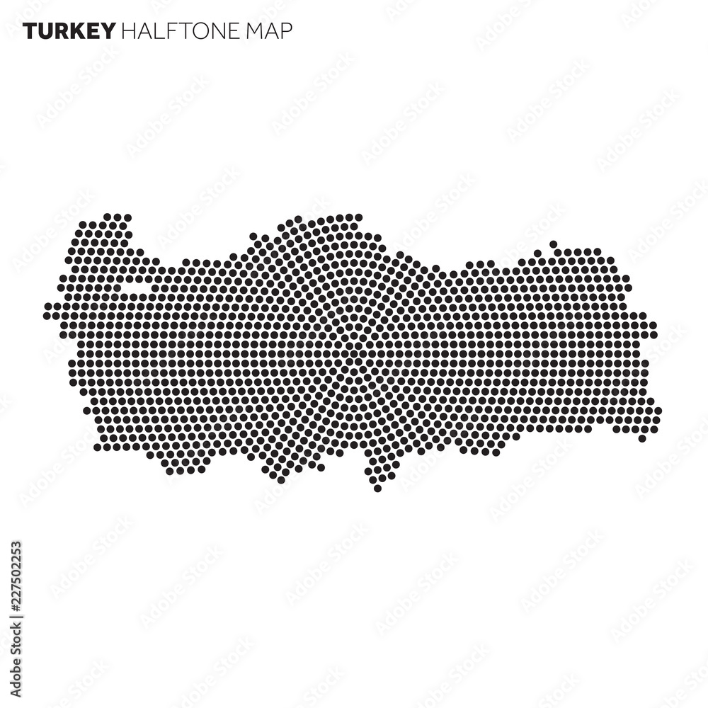 Turkey country map made from radial halftone pattern