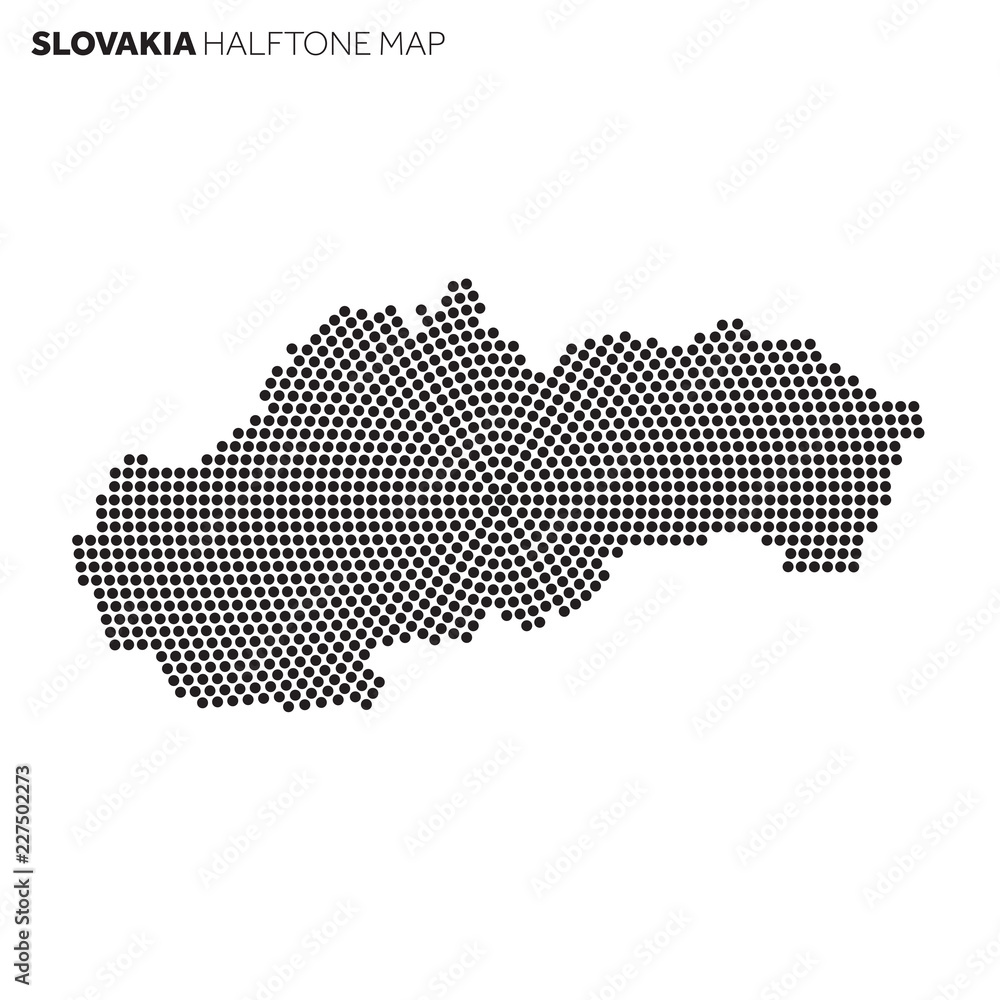 Slovakia country map made from radial halftone pattern