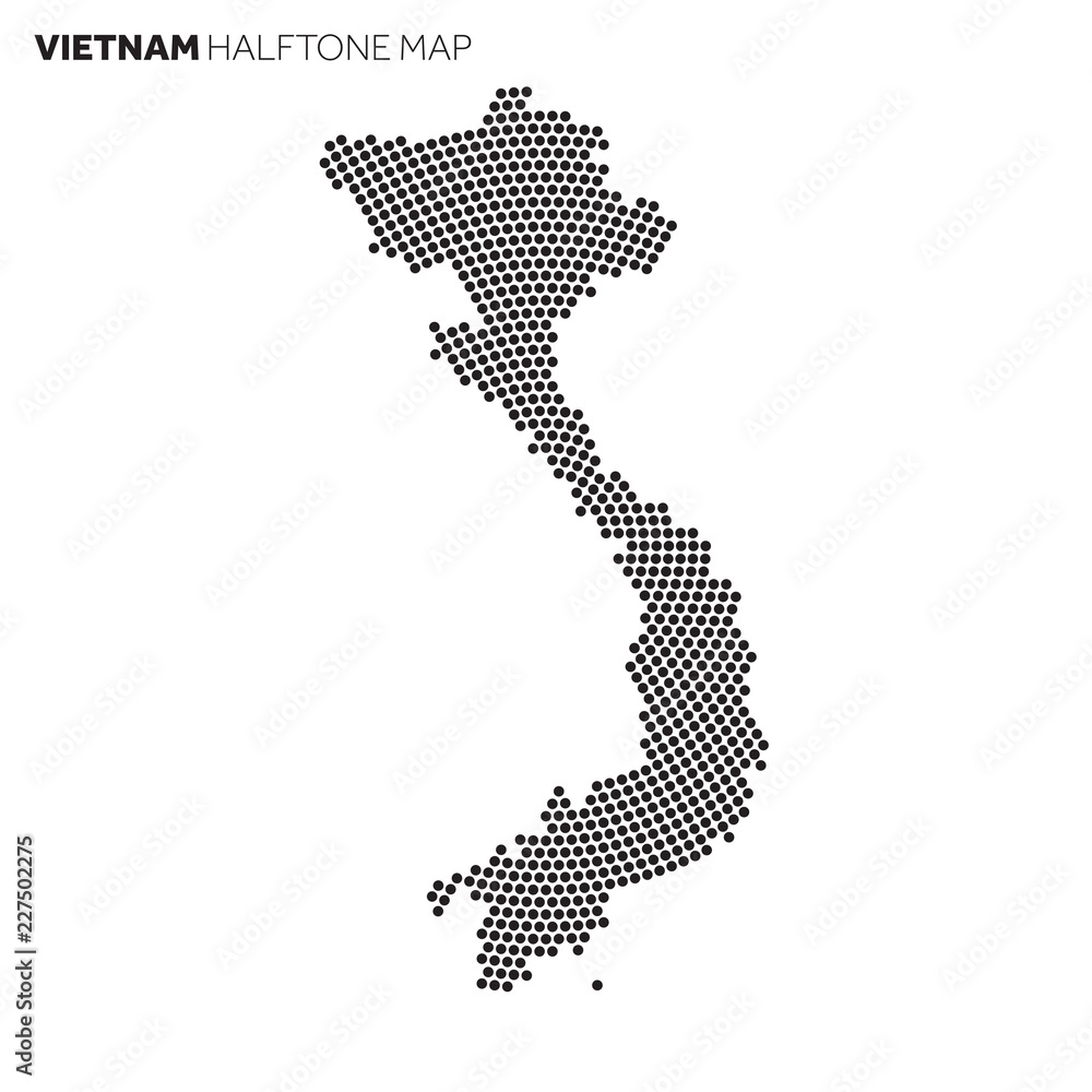 Vietnam country map made from radial halftone pattern