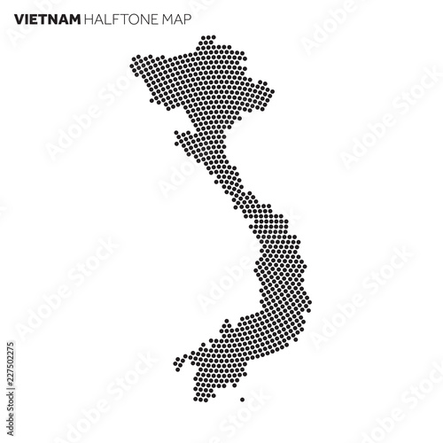 Vietnam country map made from radial halftone pattern