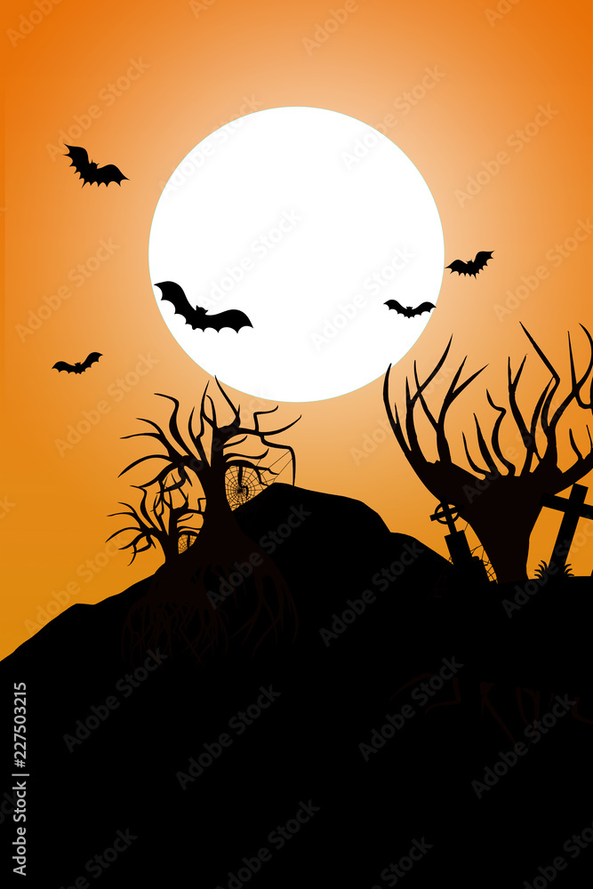 Halloween Party als Hintergrund mit Fledermäusen und dem Mond