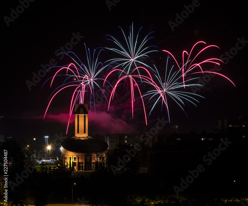 fireworks over the city photo