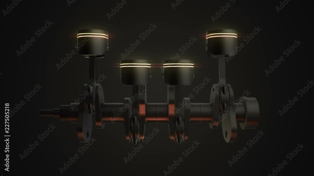 Animation movies of engine pistons on a crankshaft. Animation of seamless loop. Animation movies of engine pistons on a crankshaft. Animation of seamless loop.