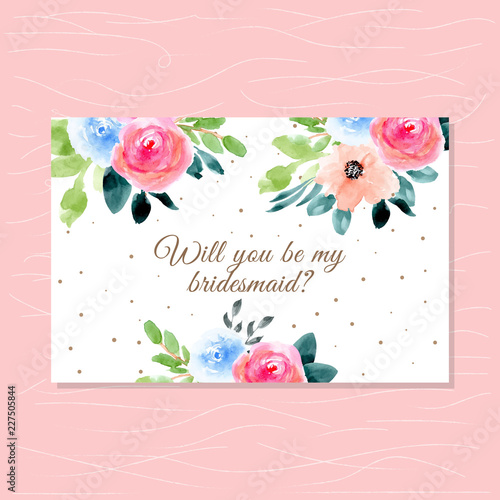 bridesmaid card with beautiful floral watercolor