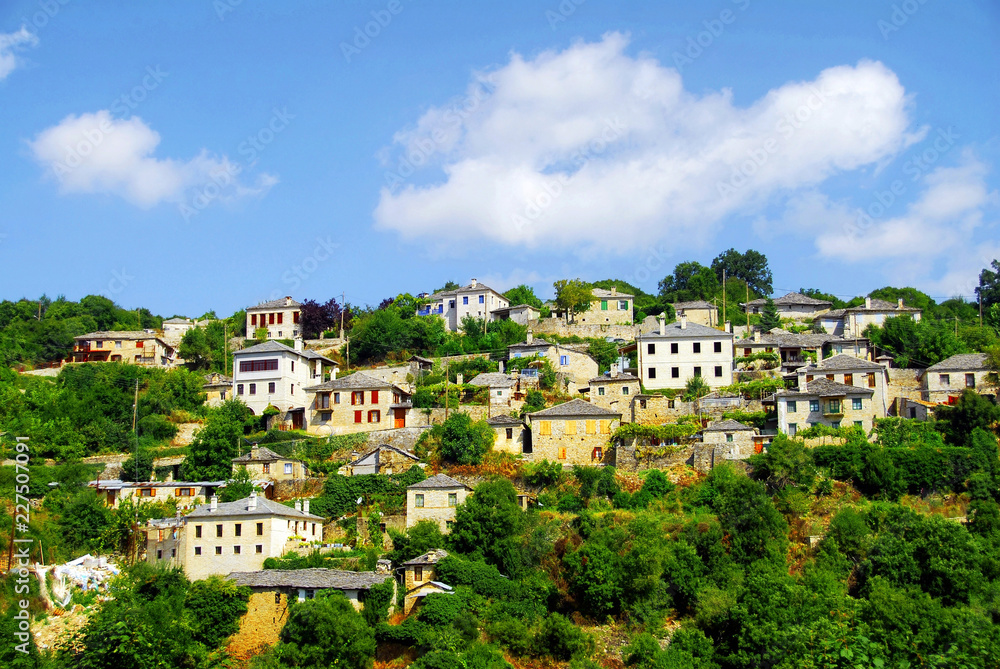 Panoramic view of Vitsa village, Zagoria area, Ipeiros region, Greece.