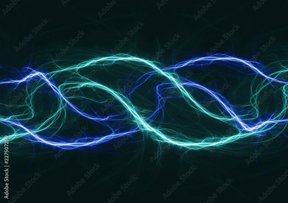 Blue plasma wave, abstract electrical lightning