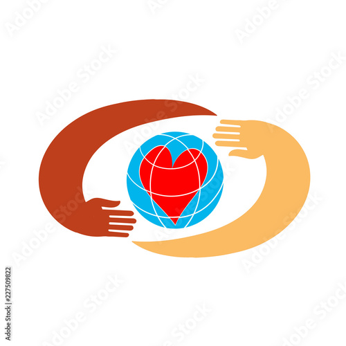 Hands with earth, people of world holding globe