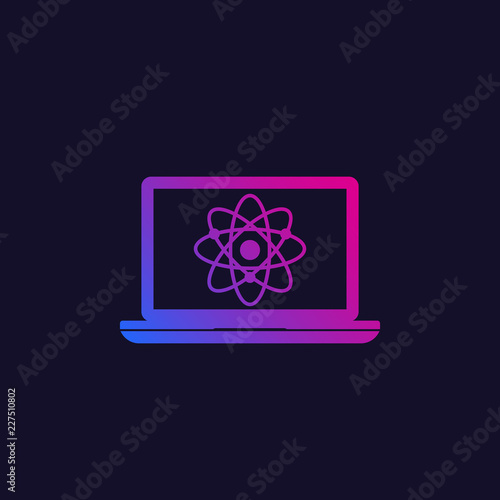atom icon with computer