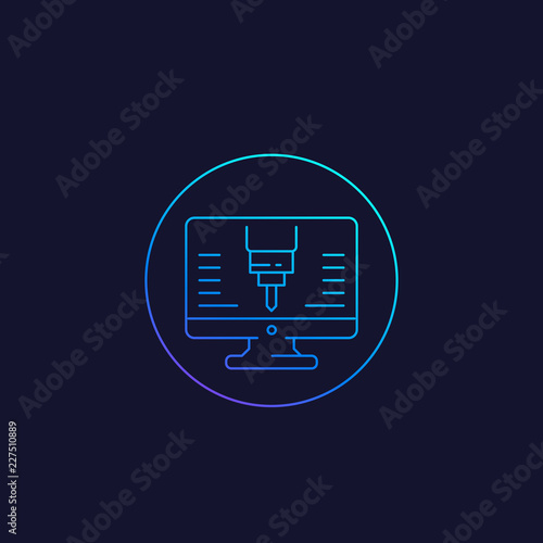 cnc line icon, vector