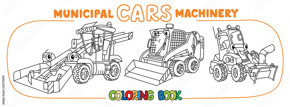 Obraz premium Funny small municipal cars with eyes