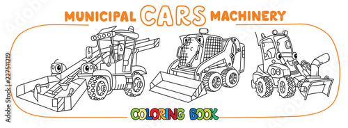 Funny small municipal cars with eyes