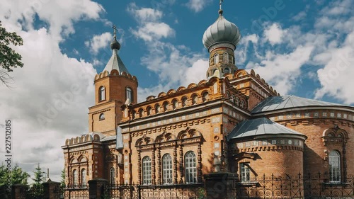 Pirevichi Village, Zhlobin District Of Gomel Region Of Belarus. All Saints Church Is Old Cultural And Architectural Monument. Time Lapse, Timelapse photo