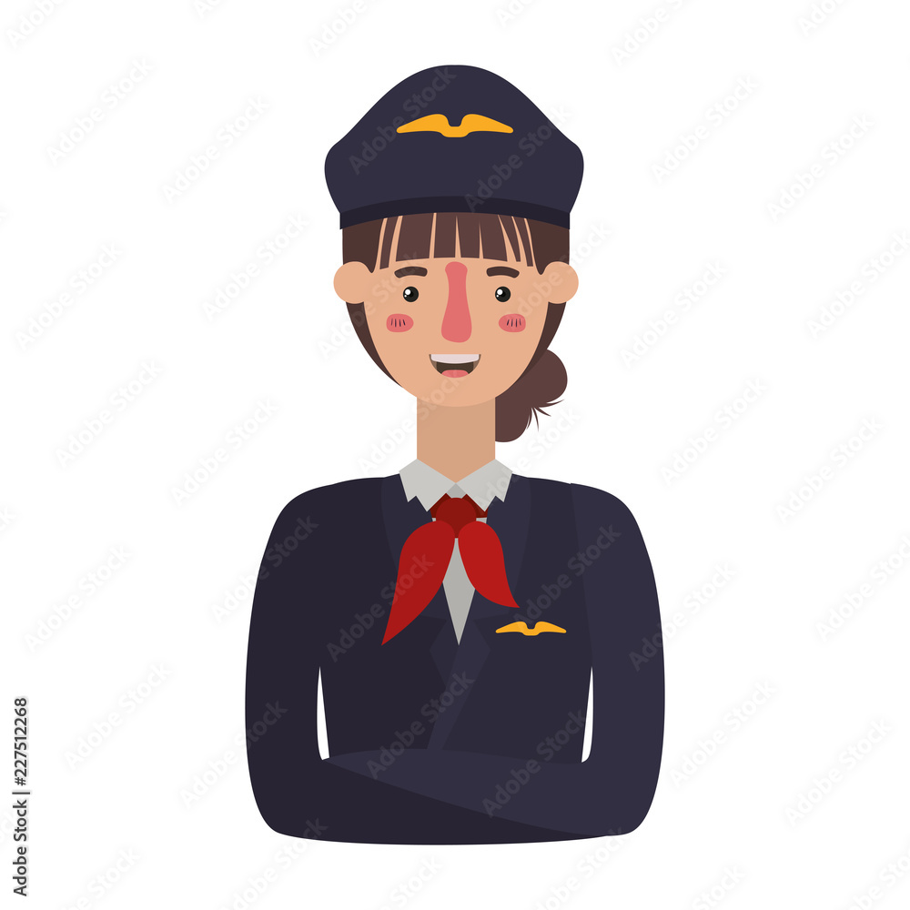 young woman pilot avatar character