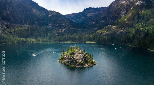 Drone view of the Emerald Bay in South Lake Tahoe California