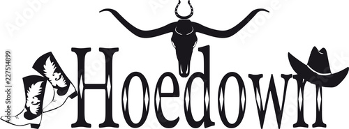 Hoedown black vector banner in country-western style, EPS 8, no white objects photo
