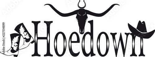 Hoedown black vector banner in country-western style, EPS 8, no white objects