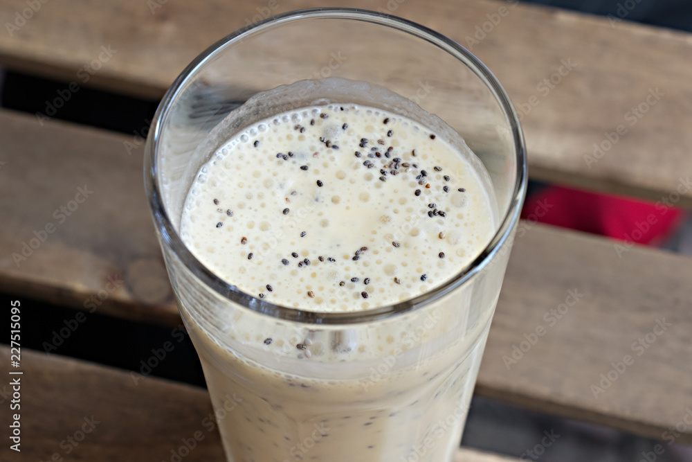 Almond milk and chia. Almond milk and chia.