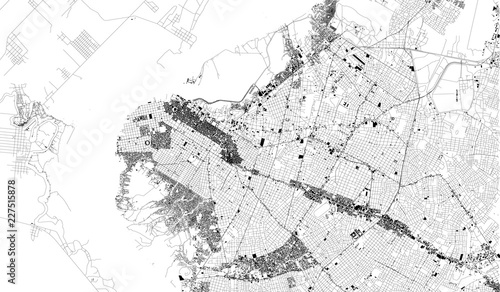 Mappa satellitare di Asuncion, Paraguay, strade della città. Stradario e mappa del centro città. Sud America