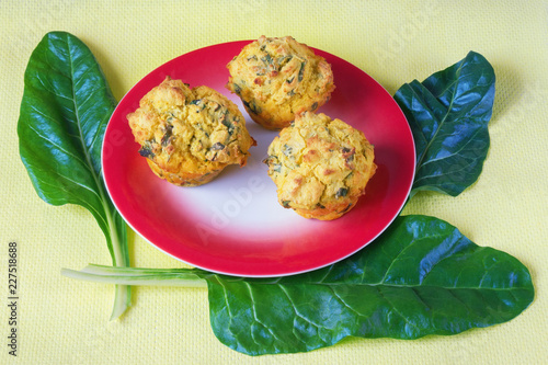 Balkan cuisine. Proja -  bread from corn and chard - with chard leaves ( blitva ) photo