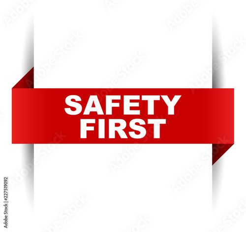 red vector banner safety first