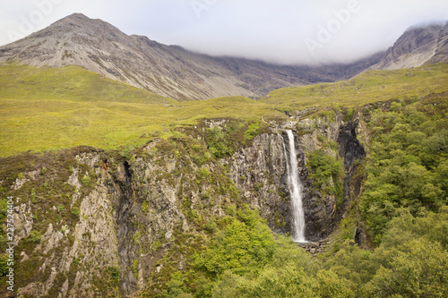 Mountain landscape with waterfall