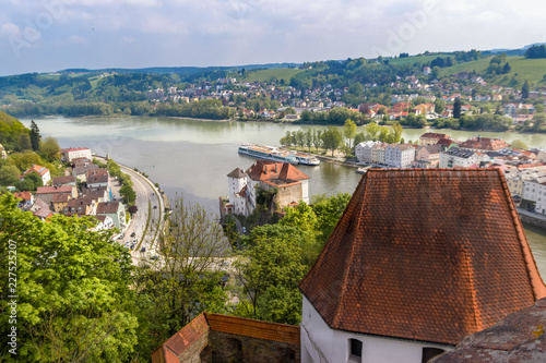 Dreiflüssestadt Passau mit Sicht auf Donau, Inn und Ilz