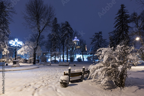 Night winter park in Lviv, Ukraine © wildman