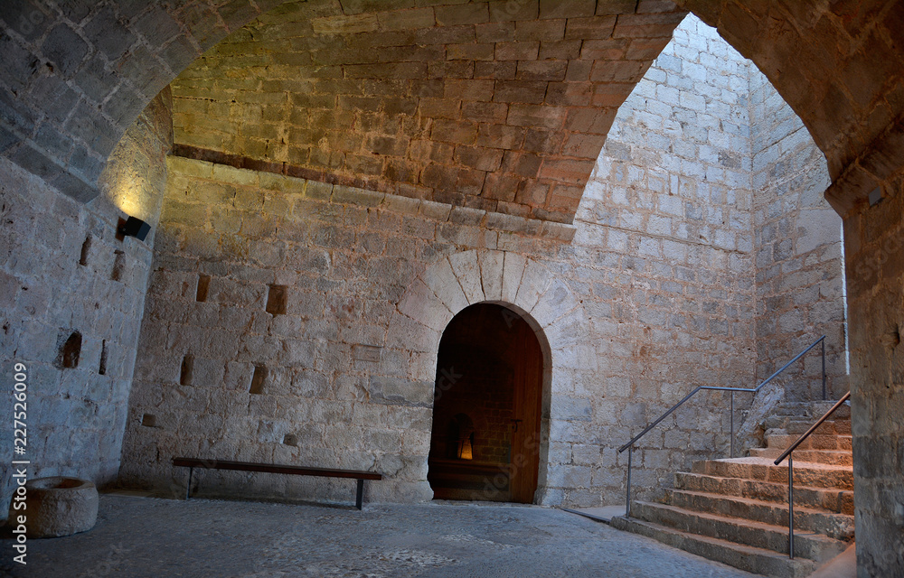 Interior of Peniscola Castle  , Costa del Azahar, province of Castellon, Valencian Community. Peniscola, a popular tourist destination in Spain.