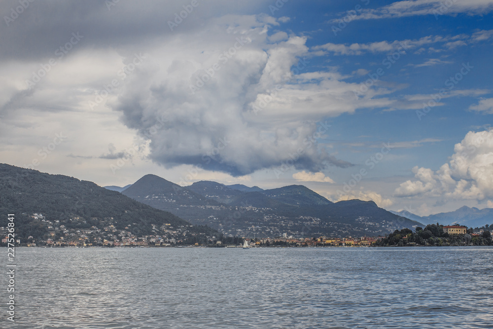A picturesque cloud landscape over the Alps - a view from Lake Maggiore, Italy.