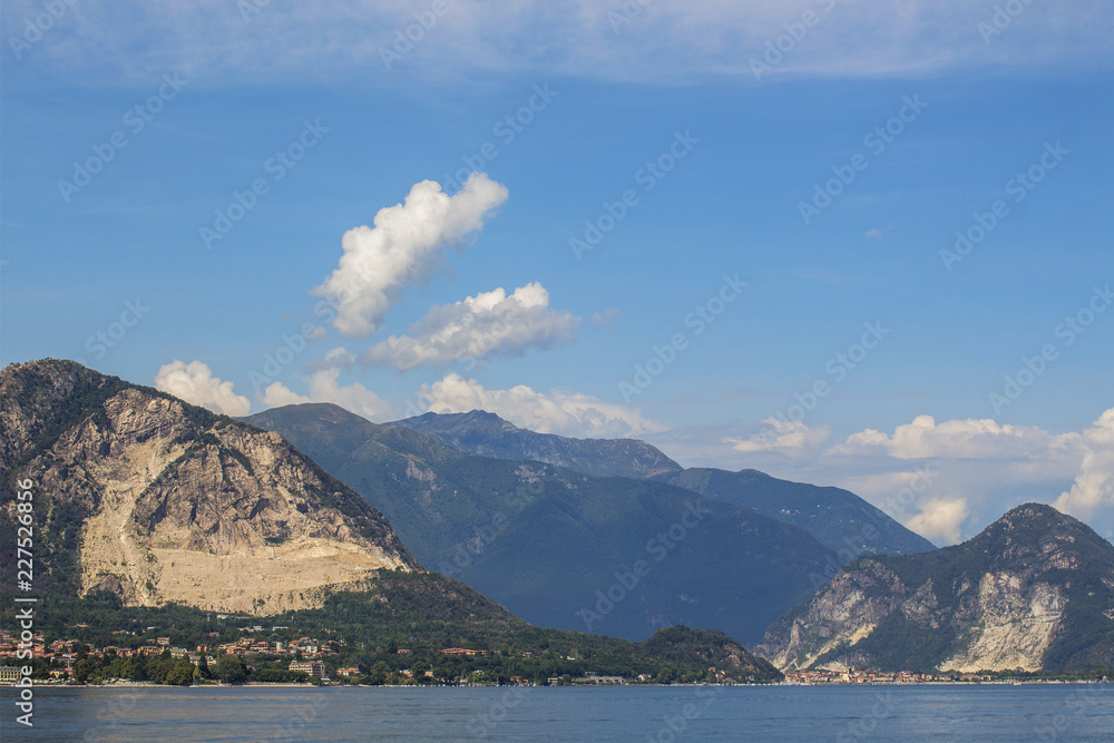 Landscape of the Alps and Scenic sky from Lake Maggiore, Italy.