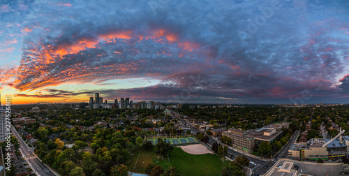 Panorama of a sunset over Midtown Toronto