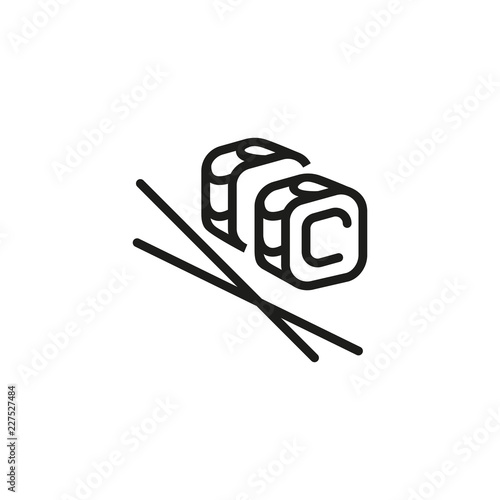Maki line icon. Chopsticks, sushi, Asian food. Seafood concept. Can be used for topics like restaurant menu, Japanese cuisine, Japan