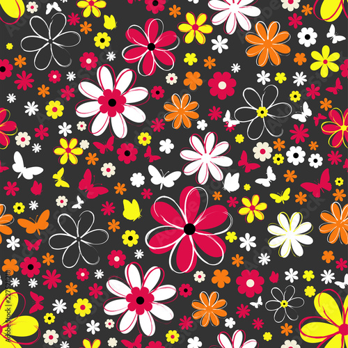 Bright floral pattern  vector illustration