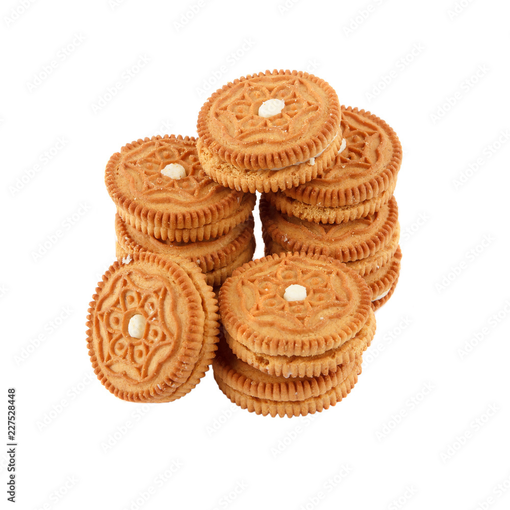 Assortment of different cookies, isolated on white Assortment of different cookies, isolated on white