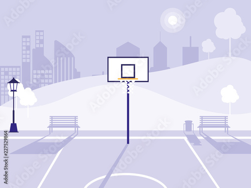 basketball field and park isolated icon