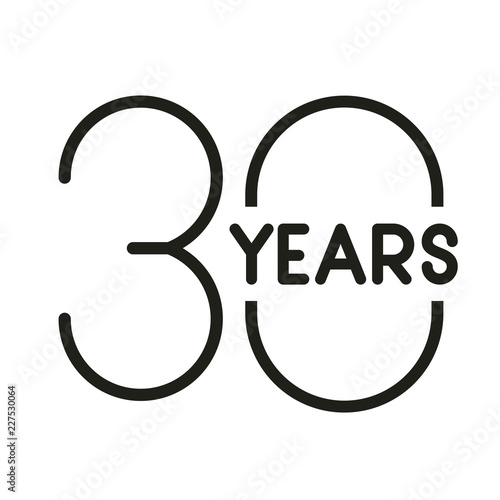 number 30 for anniversary celebration card icon