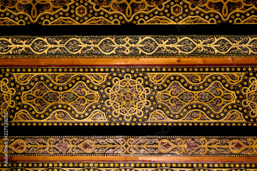 Ceiling with intricate patterned details of moorish arabian origins, Cordoba, Spain