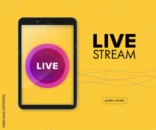 live stream icon vector on mobile application screen. social media communication realtimes concept. Information technology banner web page.