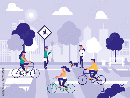 people in road street isolated icon