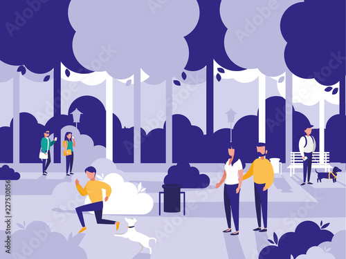 group of people in park isolated icon